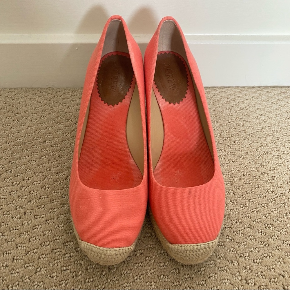 J Crew Coral Espadrille Wedges